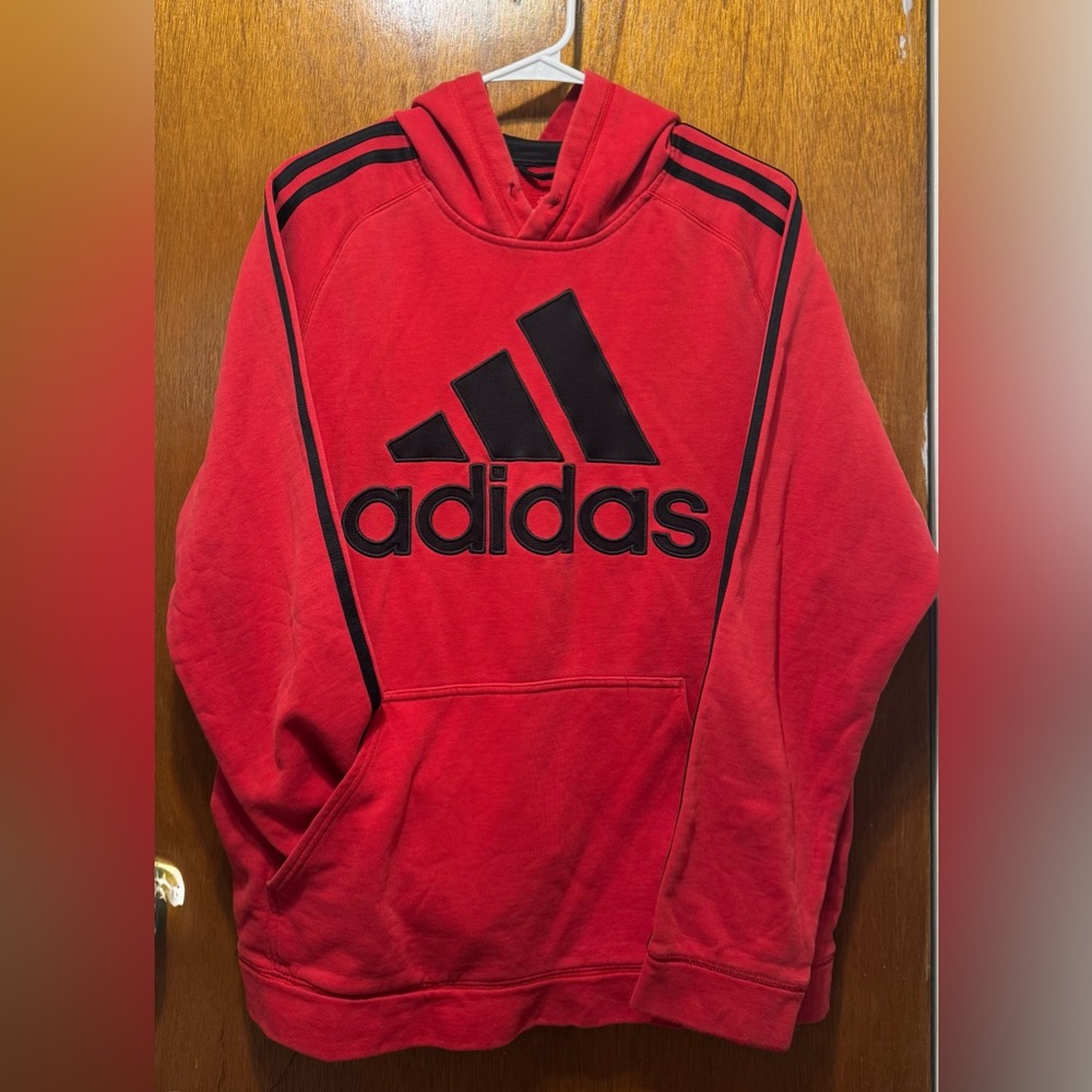 Adidas Hooded Jacket, Youth Size M, Red (see description)
